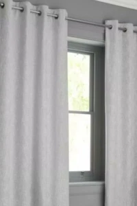Next Silver Bouclè Eyelet Curtains 168x229cm RRP £125 (NB129) - Picture 1 of 4