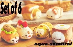 2025 Disney Store Japan MICKEY'S BAKERY Bread TSUM TSUM Plush FULL Set of 6 NWT - Picture 1 of 24