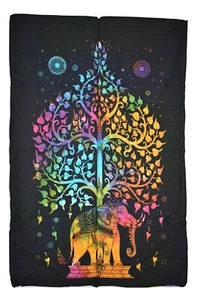 Elephant Tree of Life Tie Dye Wall Hanging Fair Trade Size Approx. 78 x 115 cm - Picture 1 of 4