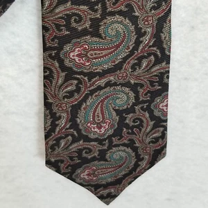MARIO VALENTINO Tie Paisley Print Blue/Black Background 100% Silk 60 x 3.5 inch - Picture 1 of 5
