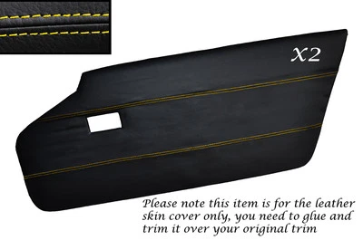 YELLOW STITCH 2X FULL DOOR CARD LEATHER SKIN COVER FITS LOTUS ELAN +2 67-75 - Imagen 1 de 3