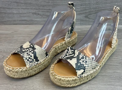 Steve Madden Sandals Womens 8 Illie Snake Print Espadrille Strappy Ankle Gray - Image 1 of 4
