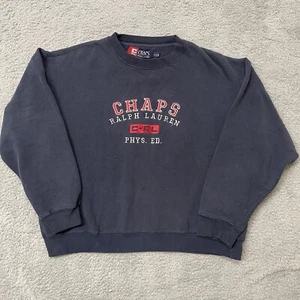 Sudadera CHAPS Ralph Lauren Usada Cuello Redondo Azul Marino Talla L Años 90 De Colección - Imagen 1 de 10