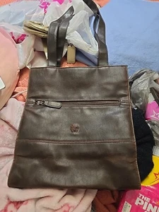 VTG BUTTERY SOFT Jackson Large DISTRESSED BROWN PVC Tote Purse SHOULDERBAG - Picture 1 of 7