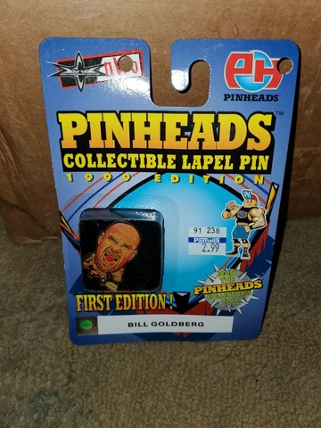 Vtg 1999 Pinheads 1st Edition WWE World Wrestling Pin Ring Bill Goldberg Cover