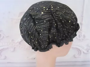 Victorian Trading Pink Black Gold Shooting Stars Shower Cap Lined 6D - Picture 1 of 2