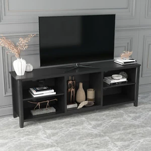 Home TV Stand with Storage Shelf Media Console Entertainment Center Black Table - Picture 1 of 7