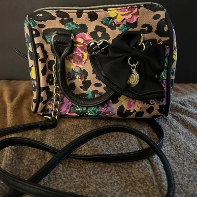 Betsey Johnson Mini Cheetah/Floral purse - Image 1 of 4