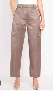 NWT Women's Old Navy Extra High Waist Satin Barrel Cargo Wide Leg Pants Size 18 - Picture 1 of 11