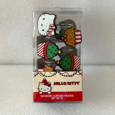 Sanrio Hello Kitty Christmas Theme Treats Sweets Shower Curtain Hooks NEW - Image 1 of 4