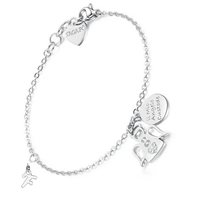 Bracciale Donna Acciaio Angelo Custode e Lettera Iniziale Sagapo SYO11 S'Agapo - Immagine 1 di 2