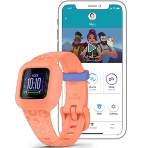Garmin 010-02441-24 Vivofit Jr. 3 Kids Peach Leopard Fitness Sports Watch - Picture 1 of 3