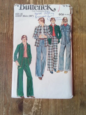 4420 Shirt Jacket & Flared Pants S36" Used Vintage Butterick Sewing Pattern - Image 1 of 2