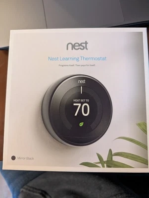 Google Nest 3rd Gen Learning Thermostat T3018US Mirror Black - Image 1 of 4