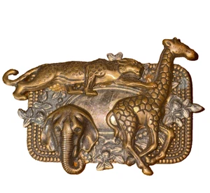 Broche prendedor safari vintage de elefante, guepardo y jirafa joyería para mujer” - Imagen 1 de 3