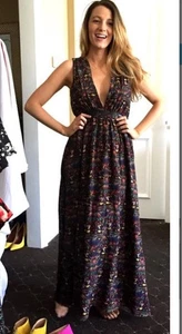 Carolina K Maxi Dress Women’s Medium Aztec Tribal Isabel Silk Anthropologie J - Picture 1 of 11