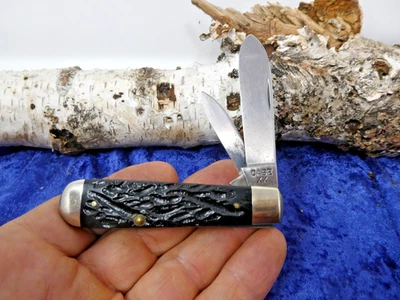 复古 1940 - 64 盒 XX 6235 粗黑骨 2 刀折叠刀。 超级好! — 第 1/4 张图片