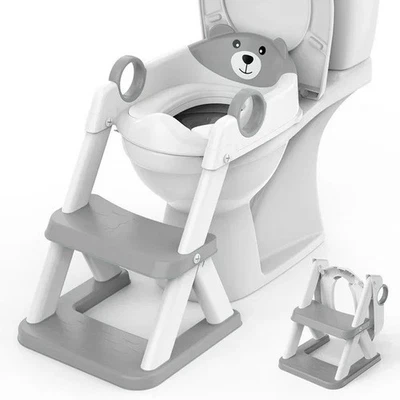 Toddler Potty Training Toilet Seat Foldable Potty Seat w/Steps Ladder Step Stool - Image 1 of 4