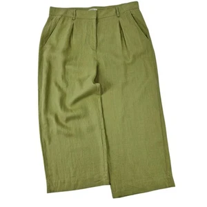Pantalone donna M&S lino gamba larga UK 20 plissettato davanti doppia tasca posteriore - Foto 1 di 14