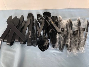LARGE LOT Plastic Serving Utensils Tongs Spoons Slotted Disposable Reusable #G7 - Picture 1 of 4