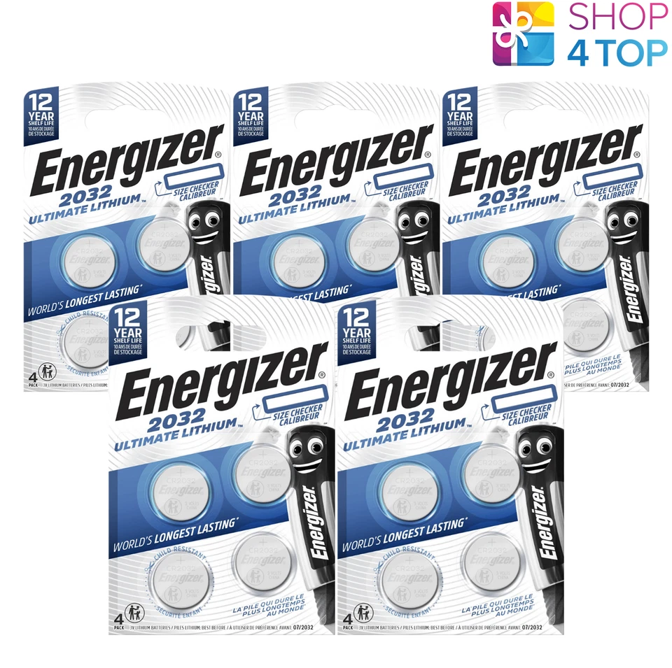 20 ENERGIZER CR2032 ULTIMATE LITHIUM BATTERIES 3V COIN CELL 4BL EXP 2034 NEW - Image 1 of 1