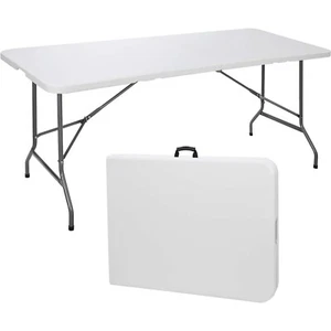 Folding Table 6 Ft Foldable Table, Portable with Lock & Carrying Handle White - Picture 1 of 8
