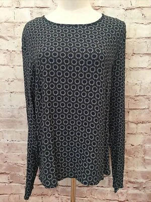 Blusa de mujer H&M manga larga dobladillo alto bajo botones espalda azul marino sol talla 6 NUEVA Foto 1 de 4