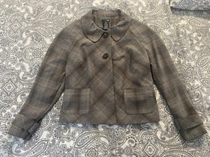East 5th Blazer Womens Size 16P Two Button Cropped Brown Plaid New - Picture 1 of 6