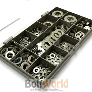 400 PIEZAS SURTIDAS A2 ACERO INOXIDABLE M4 M5 M6 M8 M10 M12 FORMA KIT DE LAVADORA PLANA - Imagen 1 de 5