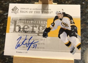 2004-05 Upper Deck SP Authentic Sign of the Times Patrice Bergeron On Card Auto 