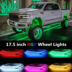 17.5" RGB LED Wheel Ring Rim Lights Neon APP For GMC Sierra Denali 1500 2500 - Picture 1 of 14