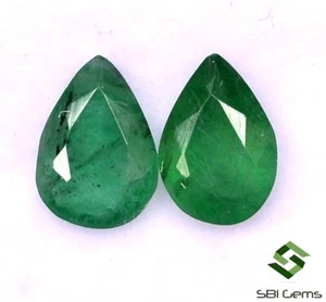 Natural Emerald Pear Cut Pair 7x5 mm 1.00 CTS Untreated Loose Certified Gemstone - Picture 1 of 5