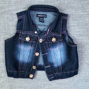 Limited Too Vest Jacket Girls S 4 Blue Denim Trucker Dark Wash Sleeveless