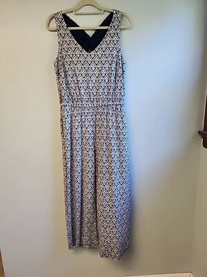 Mono Talbots Para Mujer M Pull On Azul Marino Blanco Medallón Torcido Espalda Sin Mangas Foto 1 de 4