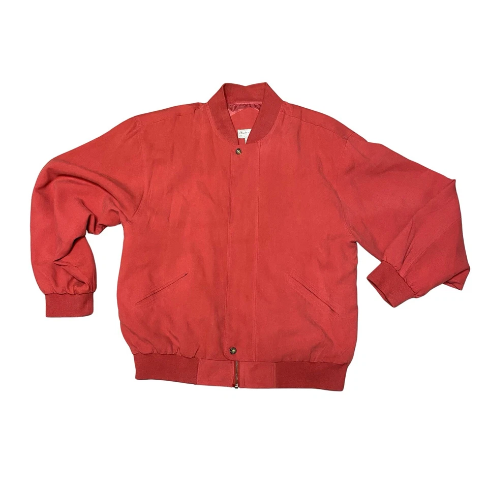 Poeta Moda Bomber Jacket Mens Size Large Black 100% Silk Full Zip Luxury Lined  - Image 1 of 4