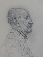 Vintage pencil drawing elderly male profile portrait