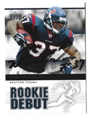 2005 UPPER DECK ROOKIE DEBUT DOMANICK DAVIS HOUSTON TEXANS SIGNED ON CARD AUTO - Image 1 of 2