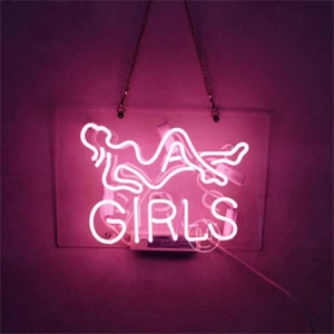 Girls Pink Neon Sign Light Man Cave Wall Decor Nightlight Handcraft Gift 14"x9" - Picture 1 of 1