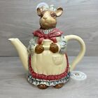 Vintage Keramik Oma Kaninchen Teekanne 7,5"H in Schürze Tragebecher - repariert Dmg