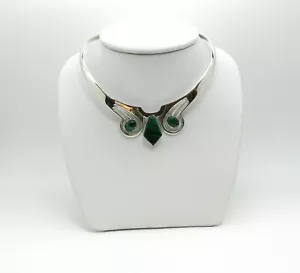 CUELLO ARTESANAL MALAQUITA GENUINA EN PLATA ESTERLINA NUEVO EN CAJA SN#165 - Imagen 1 de 4