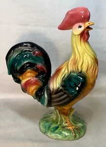 Estatuilla de gallo colorida pintada a mano de cerámica vintage hecha en Italia - Imagen 1 de 6