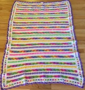 Bright Multi-Colored Crochet Small Afghan Blanket 35 X 49" - Picture 1 of 9