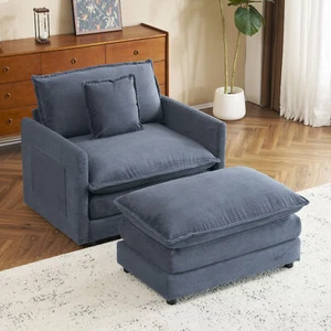 41.3" Modern Sofa Modular Sofa Couch Upholstered Corduroy L-Shape Sectional Sofa - Picture 1 of 12