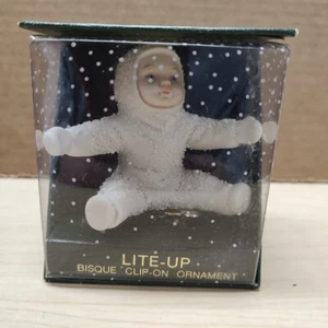 Dept 56 Snowbabies Sitting Lite-Up Bisque Clip-On Ornament NOS - Picture 1 of 8