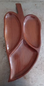 Handgeschnitztes haitianisches Mahagoni Holz Blatt Serviertablett 13,25"x6,3" Vintage - Bild 1 von 19
