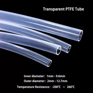 PTFE Tube 1mm-9.6mm ID 2mm-12.7mm OD,Transparent PTFE Tubing Pipe Hose 1/2" 3/8" - Picture 1 of 15