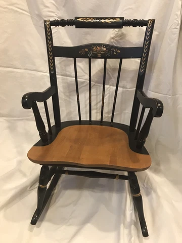 Vintage Child’s  Rocking Chair  Oak Hill New Hampshire Handmade Folk Art Cover
