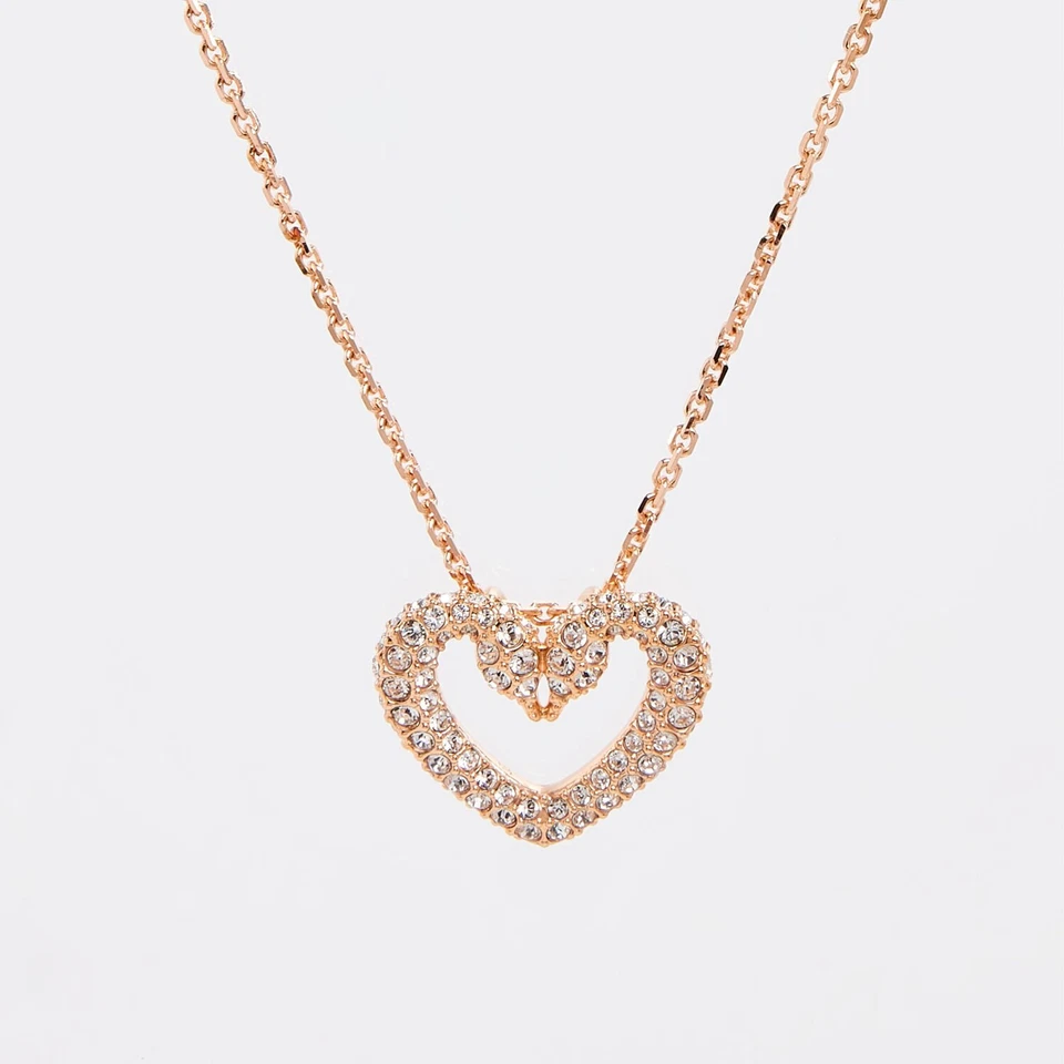 Swarovski Una Collana A Pendente A Cuore Bianco Placcata In Oro Rosa 5628657 - Immagine 1 di 4
