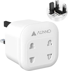 Double Shaver Plug Adaptor UK, 2 Pin to 3 Pin Plug - 2500W 2 Way Plug Adapter - Picture 1 of 1