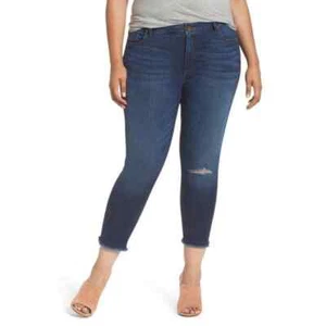 Kut From the Cloth Gr. 8 Donna Crop Skinny distressed dunkle Jeans Waschung roher Saum - Bild 1 von 10